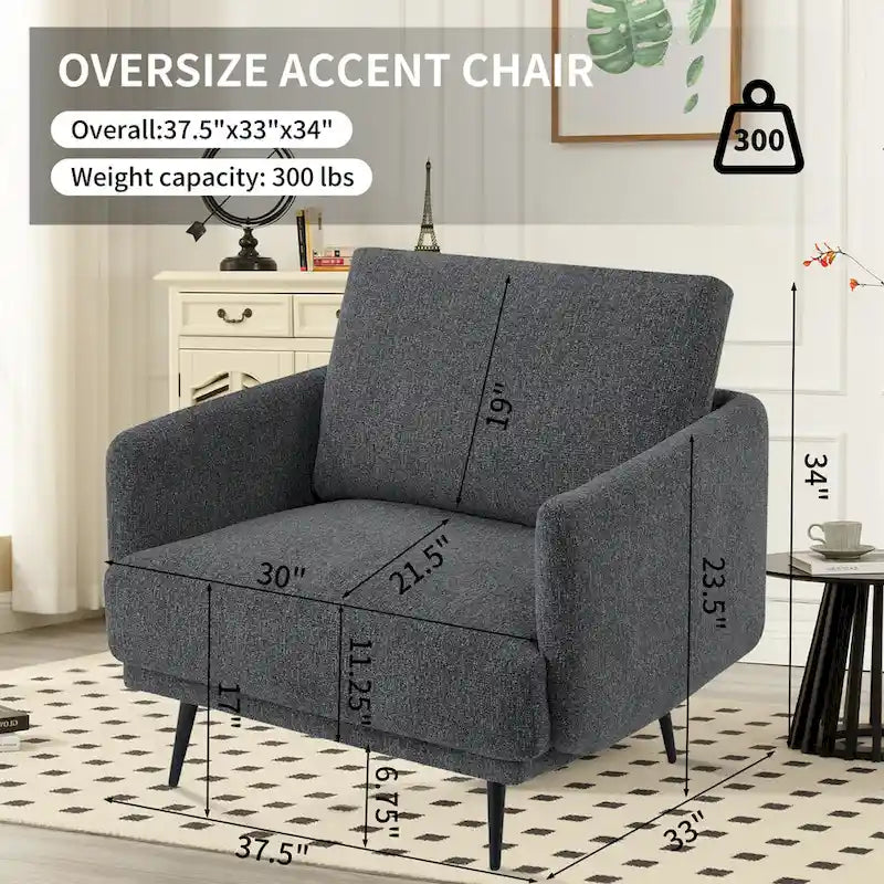 Karaka 37.5W Oversized Armchair Leisure Sofa Accent Chair (Set of 2)