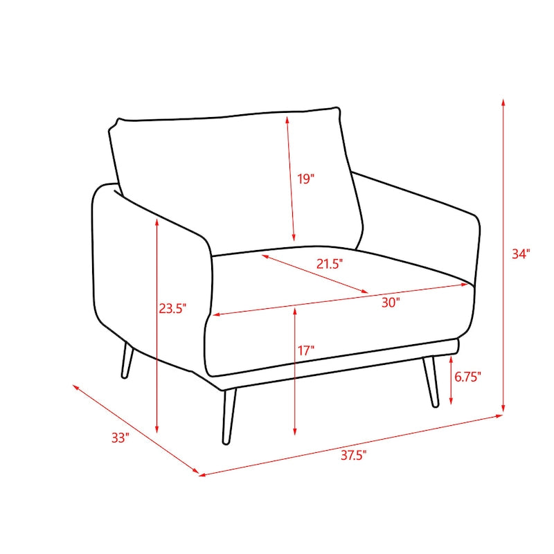 Karaka 37.5W Oversized Armchair Leisure Sofa Accent Chair (Set of 2)