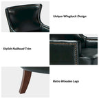 Angeles Mid-century Modern Ergonomic Vegan Leather Armchair with Wingback by HULALA HOME