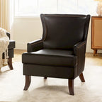 Angeles Mid-century Modern Ergonomic Vegan Leather Armchair with Wingback by HULALA HOME