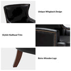 Angeles Mid-century Modern Ergonomic Vegan Leather Armchair with Wingback by HULALA HOME