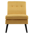 Moderne massiefhouten accentstoel in mid-century-stijl met knoopcapitons, bijzetstoel voor lounge of woonkamer