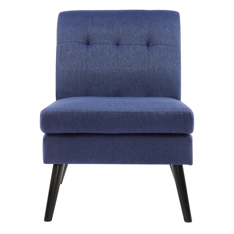 Sillón auxiliar decorativo moderno de mediados de siglo, de madera maciza con capitoné, para sala de estar o salón