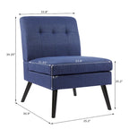 Moderne massiefhouten accentstoel in mid-century-stijl met knoopcapitons, bijzetstoel voor lounge of woonkamer