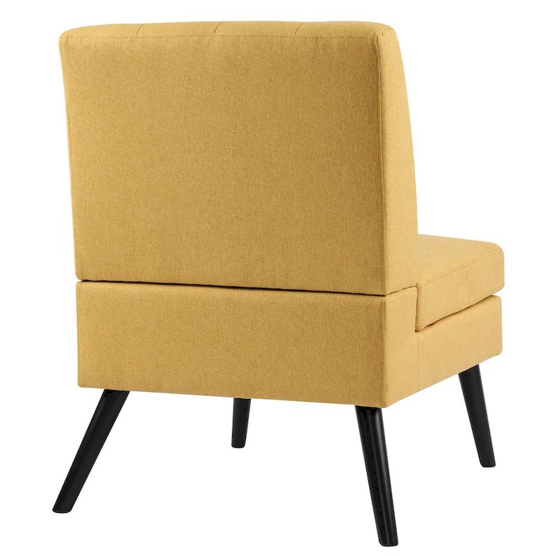 Moderne massiefhouten accentstoel in mid-century-stijl met knoopcapitons, bijzetstoel voor lounge of woonkamer