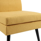 Moderne massiefhouten accentstoel in mid-century-stijl met knoopcapitons, bijzetstoel voor lounge of woonkamer