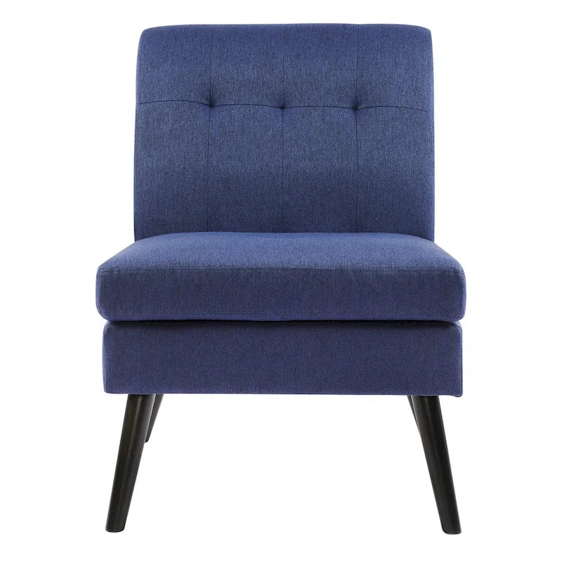 Moderne massiefhouten accentstoel in mid-century-stijl met knoopcapitons, bijzetstoel voor lounge of woonkamer