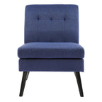 Moderne massiefhouten accentstoel in mid-century-stijl met knoopcapitons, bijzetstoel voor lounge of woonkamer