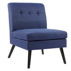 Moderne massiefhouten accentstoel in mid-century-stijl met knoopcapitons, bijzetstoel voor lounge of woonkamer