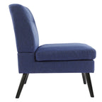 Moderne massiefhouten accentstoel in mid-century-stijl met knoopcapitons, bijzetstoel voor lounge of woonkamer