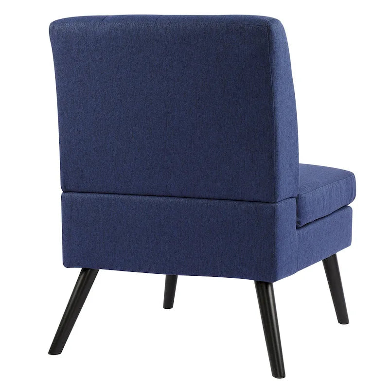 Moderne massiefhouten accentstoel in mid-century-stijl met knoopcapitons, bijzetstoel voor lounge of woonkamer