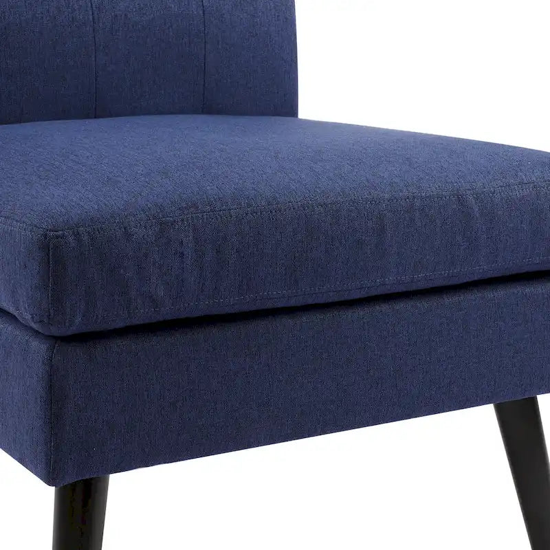 Moderne massiefhouten accentstoel in mid-century-stijl met knoopcapitons, bijzetstoel voor lounge of woonkamer