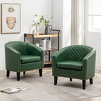 KINWELL 29 PU Faux Leather Club Armchair with Nailheads, Set of 2