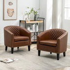 KINWELL 29 PU Faux Leather Club Armchair with Nailheads, Set of 2
