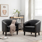 KINWELL 29 PU Faux Leather Club Armchair with Nailheads, Set of 2