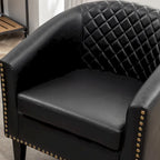 KINWELL 29 PU Faux Leather Club Armchair with Nailheads, Set of 2
