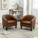 KINWELL 29 PU Faux Leather Club Armchair with Nailheads, Set of 2