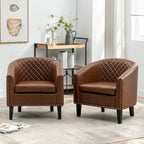 KINWELL 29 PU Faux Leather Club Armchair with Nailheads, Set of 2