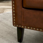 KINWELL 29 PU Faux Leather Club Armchair with Nailheads, Set of 2