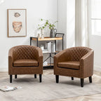 KINWELL 29 PU Faux Leather Club Armchair with Nailheads, Set of 2