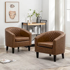 KINWELL 29 PU Faux Leather Club Armchair with Nailheads, Set of 2