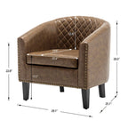 KINWELL 29 PU Faux Leather Club Armchair with Nailheads, Set of 2