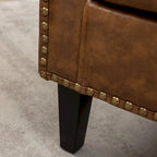 KINWELL 29 PU Faux Leather Club Armchair with Nailheads, Set of 2