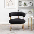 Poltrona moderna glamour d’accento SEYNAR, comoda, imbottita, con schienale aperto e gambe dorate, per toeletta