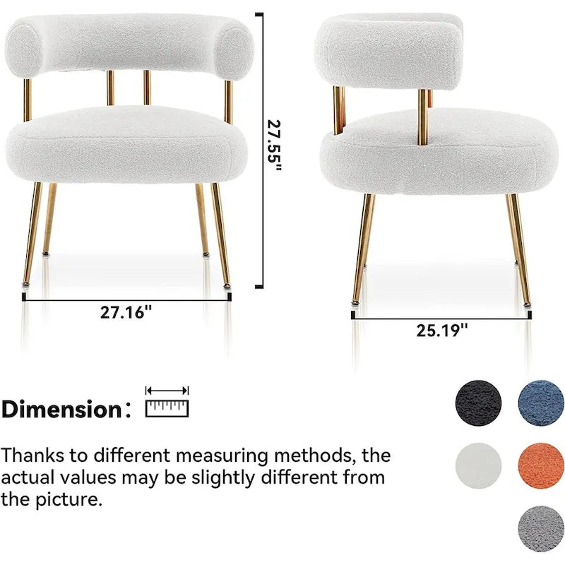 Poltrona moderna glamour d’accento SEYNAR, comoda, imbottita, con schienale aperto e gambe dorate, per toeletta