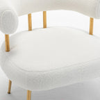 Poltrona moderna glamour d’accento SEYNAR, comoda, imbottita, con schienale aperto e gambe dorate, per toeletta