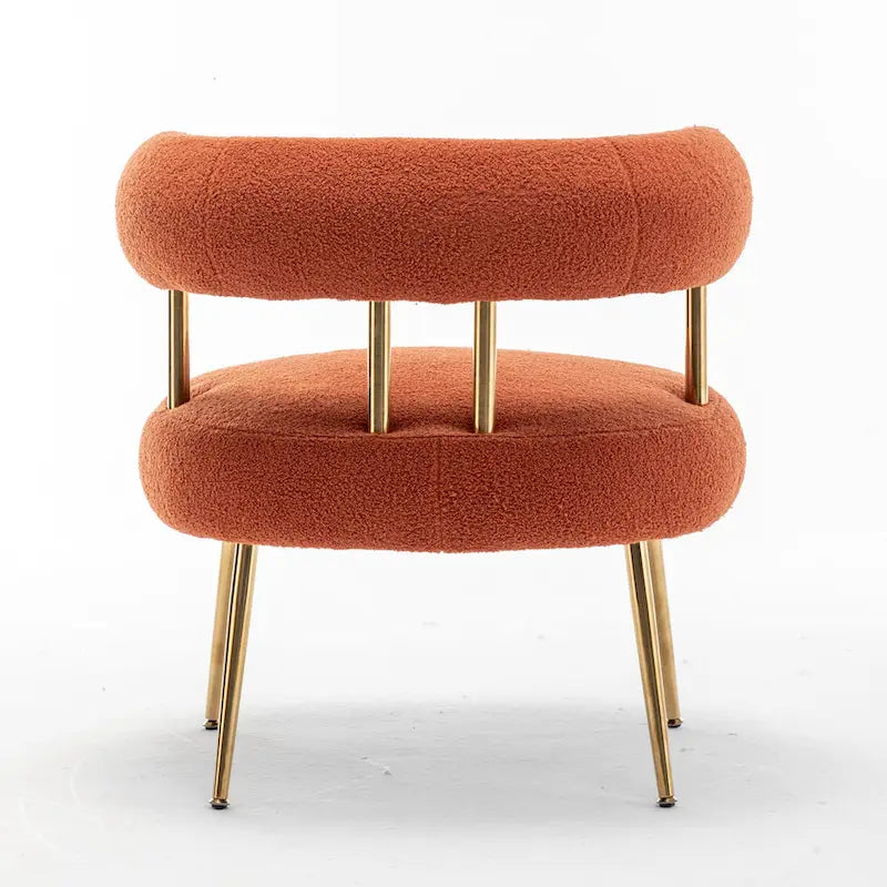 Poltrona moderna glamour d’accento SEYNAR, comoda, imbottita, con schienale aperto e gambe dorate, per toeletta
