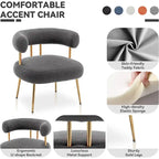 Poltrona moderna glamour d’accento SEYNAR, comoda, imbottita, con schienale aperto e gambe dorate, per toeletta