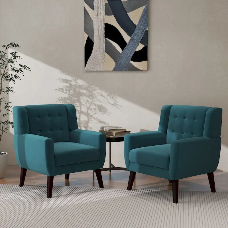 2 Set Modern Accent Chair Velvet Armchair