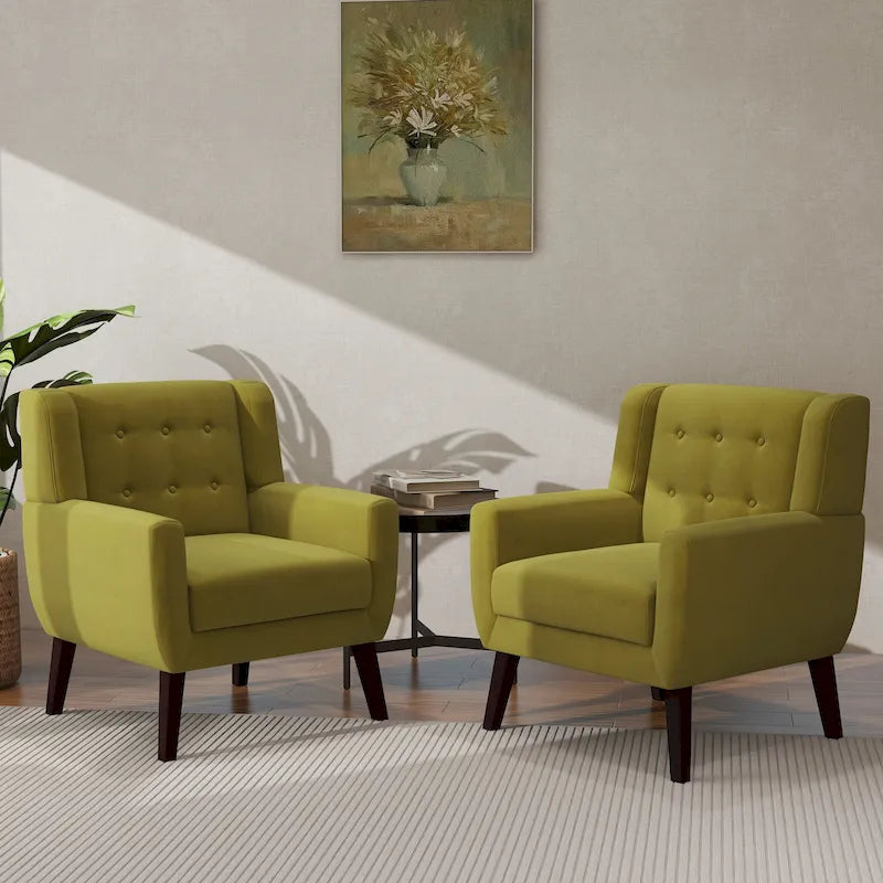 2 Set Modern Accent Chair Velvet Armchair