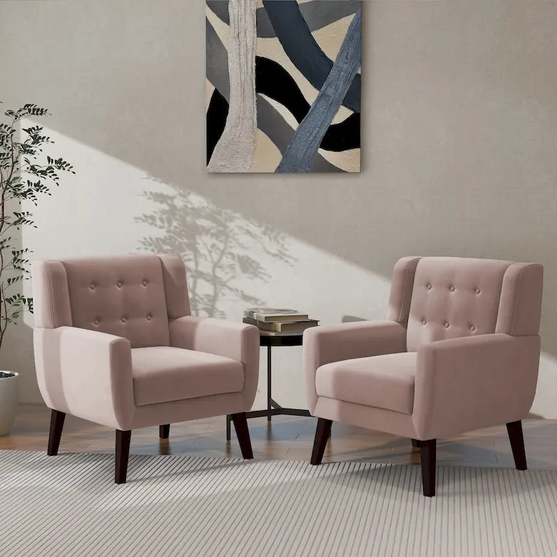 2 Set Modern Accent Chair Velvet Armchair