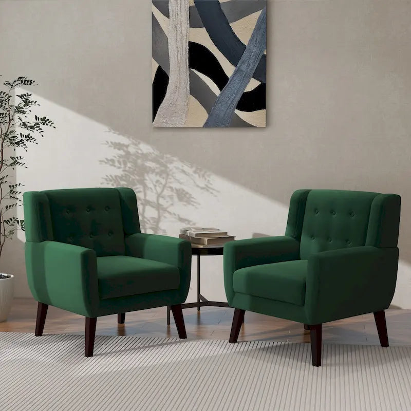 2 Set Modern Accent Chair Velvet Armchair