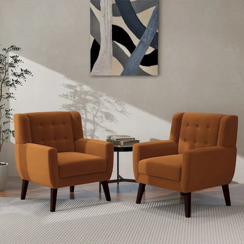 2 Set Modern Accent Chair Velvet Armchair