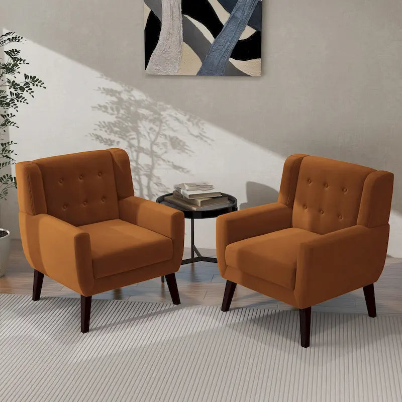 2 Set Modern Accent Chair Velvet Armchair