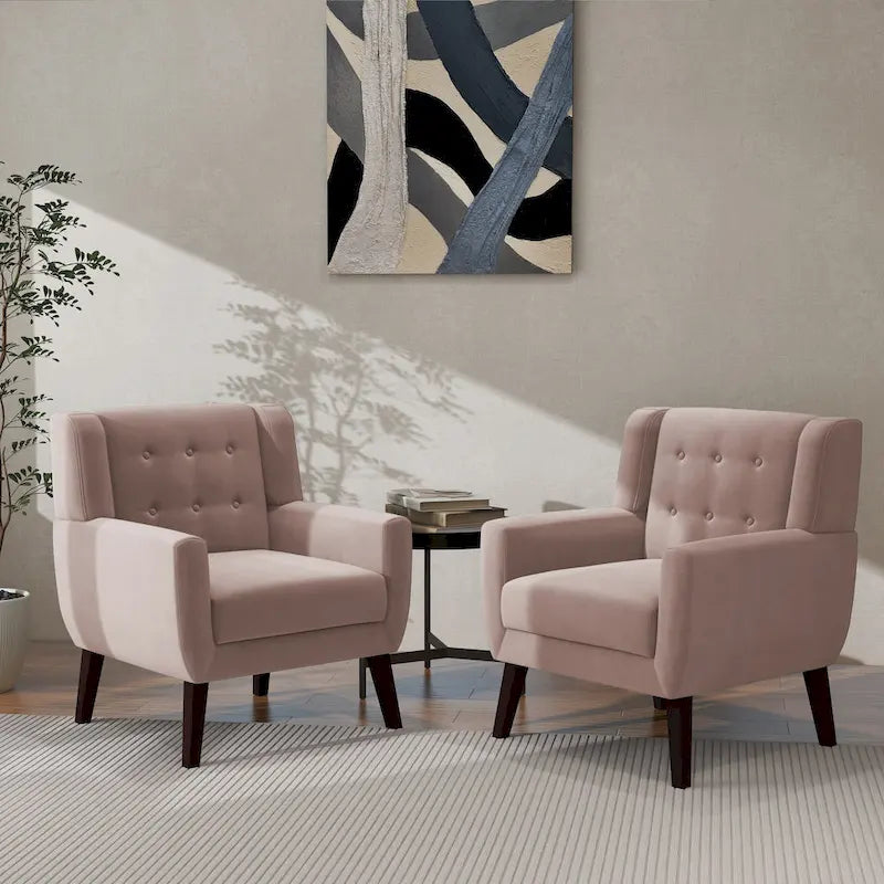 2 Set Modern Accent Chair Velvet Armchair