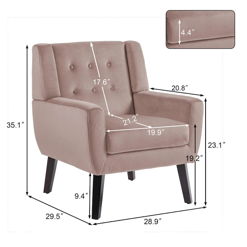 2 Set Modern Accent Chair Velvet Armchair