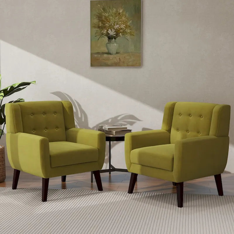 2 Set Modern Accent Chair Velvet Armchair