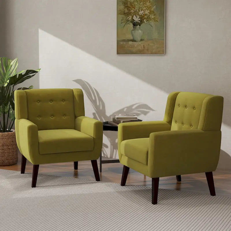 2 Set Modern Accent Chair Velvet Armchair