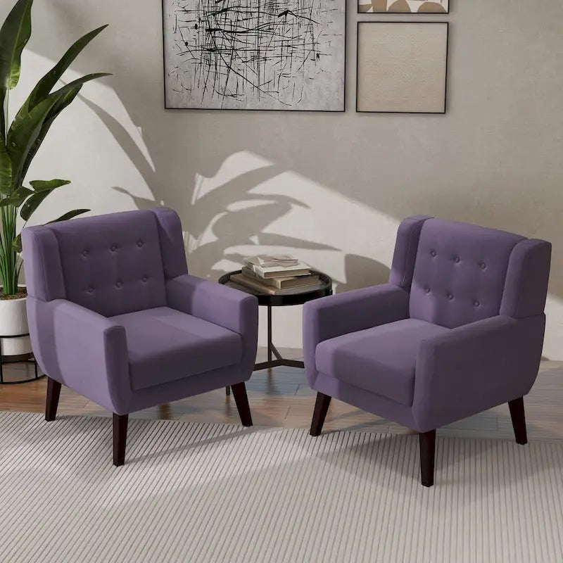 2 Set Modern Accent Chair Velvet Armchair