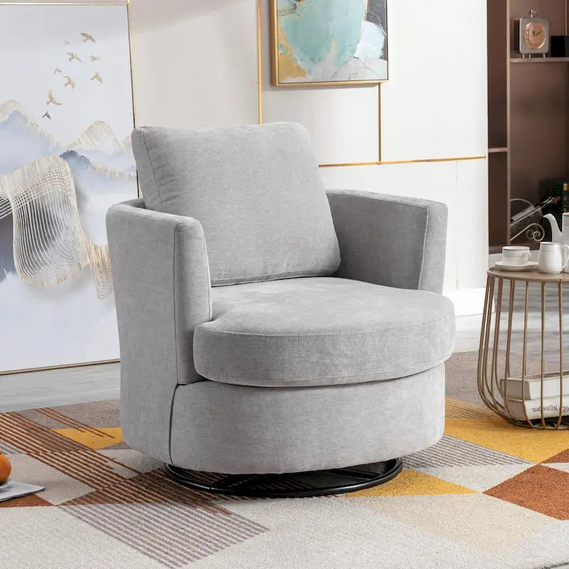 Sillón barril giratorio moderno tapizado para la sala de estar