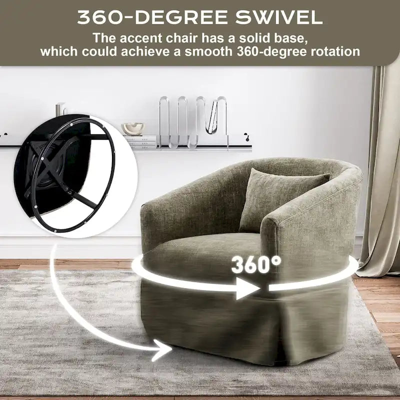 Ouyessir pehmustettu kääntyvä tynnyrituoli, 360° korostustuoli, kangaspäällysteinen käsinojatuoli