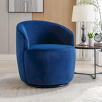 Velvet Fabric Swivel Accent Armchair Barrel Chair With Powder Coating Metal Ring