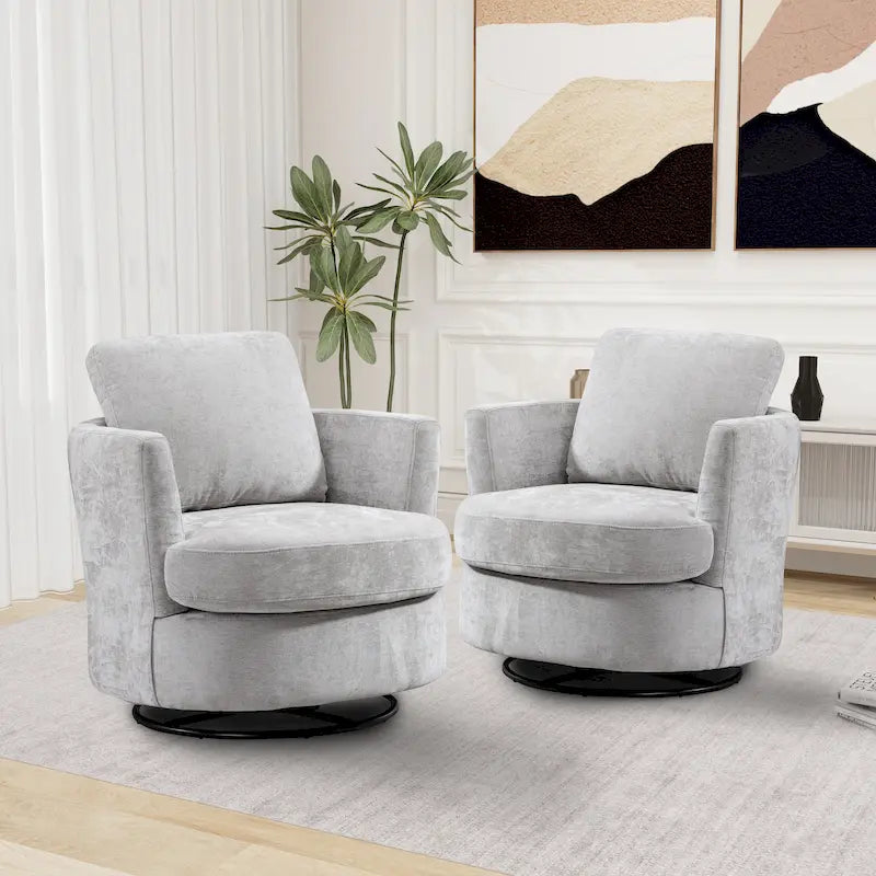 Sillones tipo barril giratorios modernos tapizados (juego de 2)