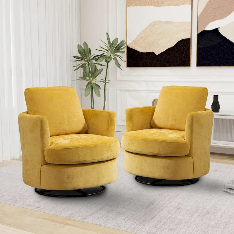 Sillones tipo barril giratorios modernos tapizados (juego de 2)
