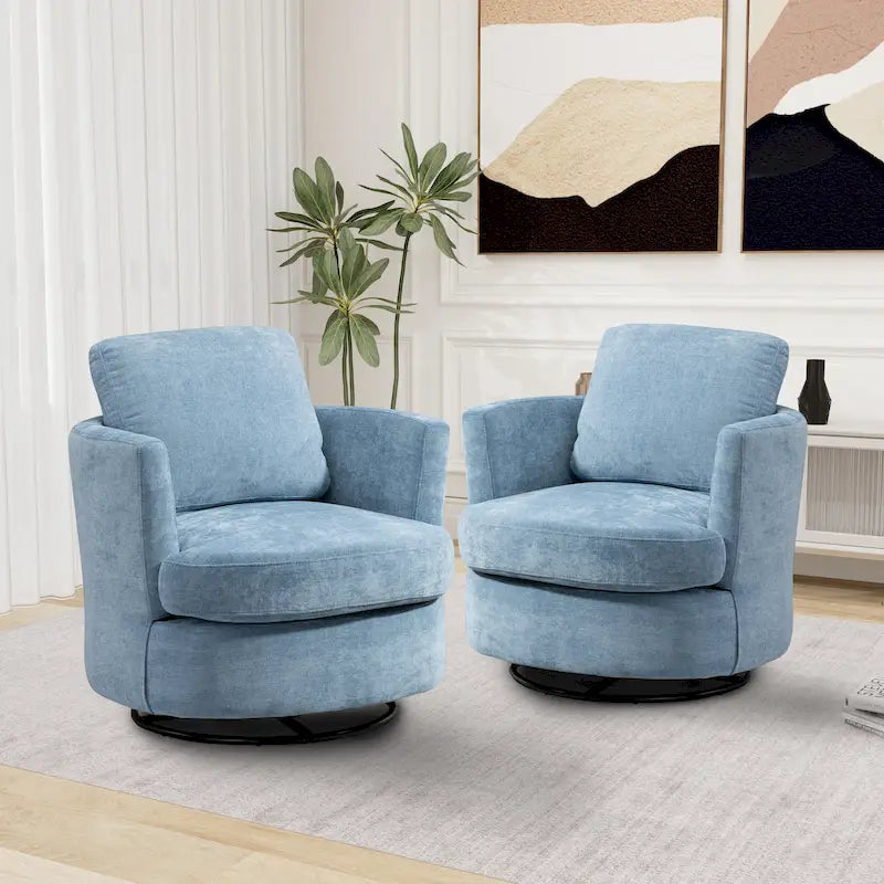 Sillones tipo barril giratorios modernos tapizados (juego de 2)