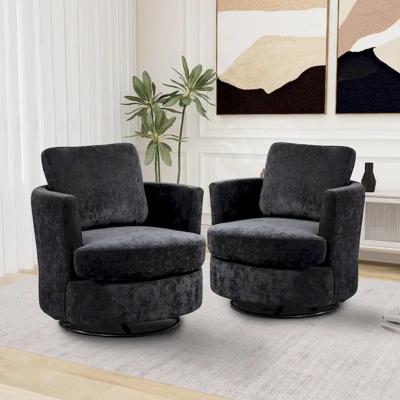Sillones tipo barril giratorios modernos tapizados (juego de 2)
